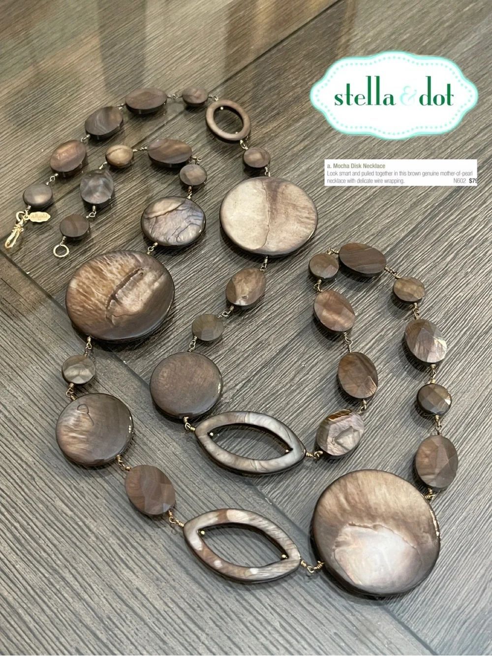 2009βStella & Dot Mocha Disk Necklace N602